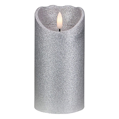 Northlight 6" LED Flameless Christmas Decor Candle - Silver Glitter