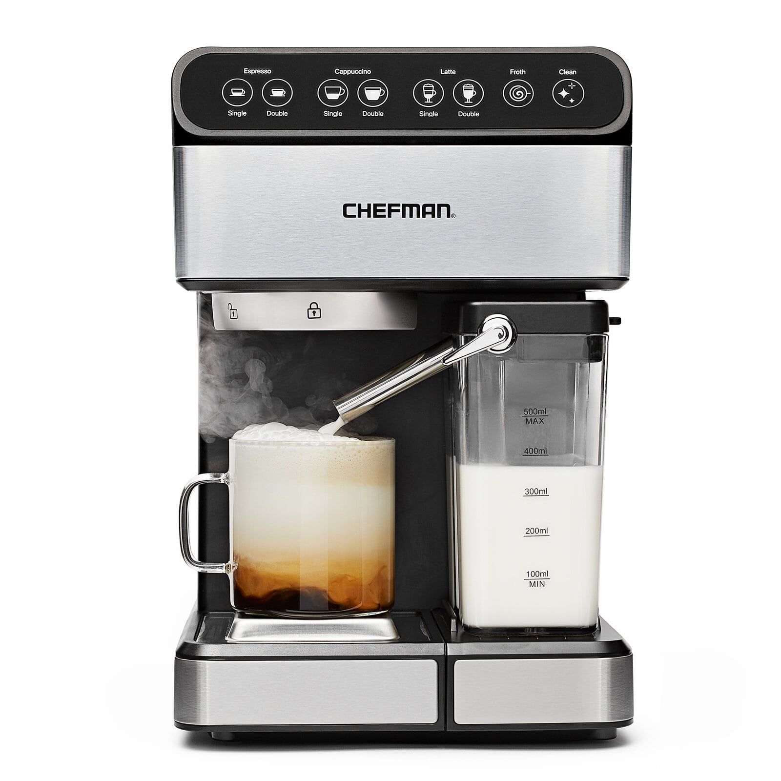 Chefman 6-In-1 Digital 15-Bar Pump Espresso Machine with Integrated Milk  Frother