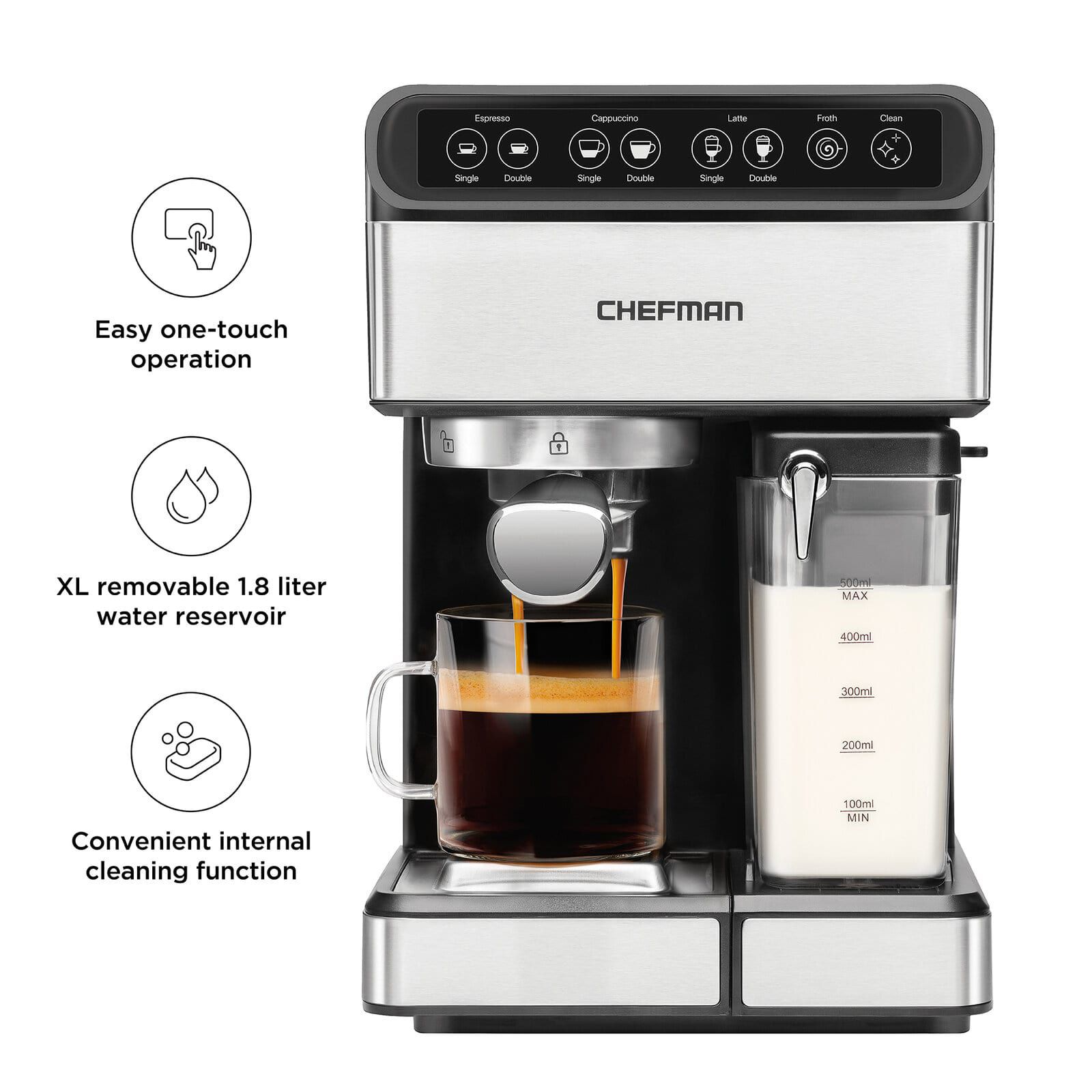 ▷ Chefman Máquina de Café Espresso Digital 6 en 1 (RJ54