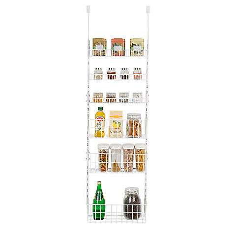 Smart Design Deluxe Over-The-Door Household Organizer Rack, 6 Adjustable Shelves - White
