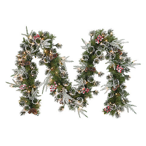 Puleo International 9' x 10" Decorated Christmas Garland with 100 ct. Lights