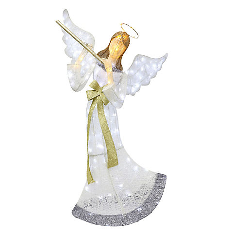 Puleo International 70" Outdoor Lighted Angel with 175 ct. Lights - Champagne/Gold