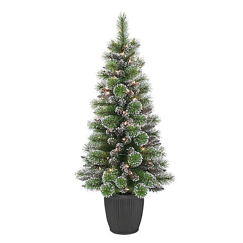 Puleo International 4' Potted Glitter Pre-Lit Tree with 70 ct. Lights