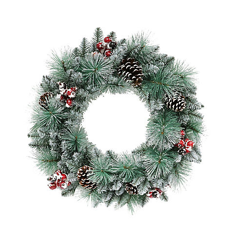 Puleo International 24" Glitter Needle Mixed Christmas Wreath