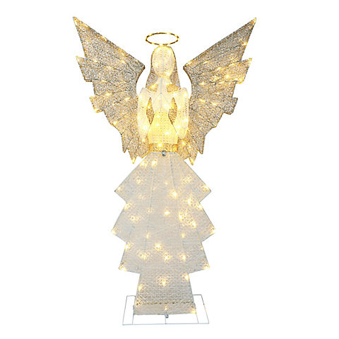 Puleo International 60" Outdoor-Lighted Angel with 140 ct. Lights - Gold/White