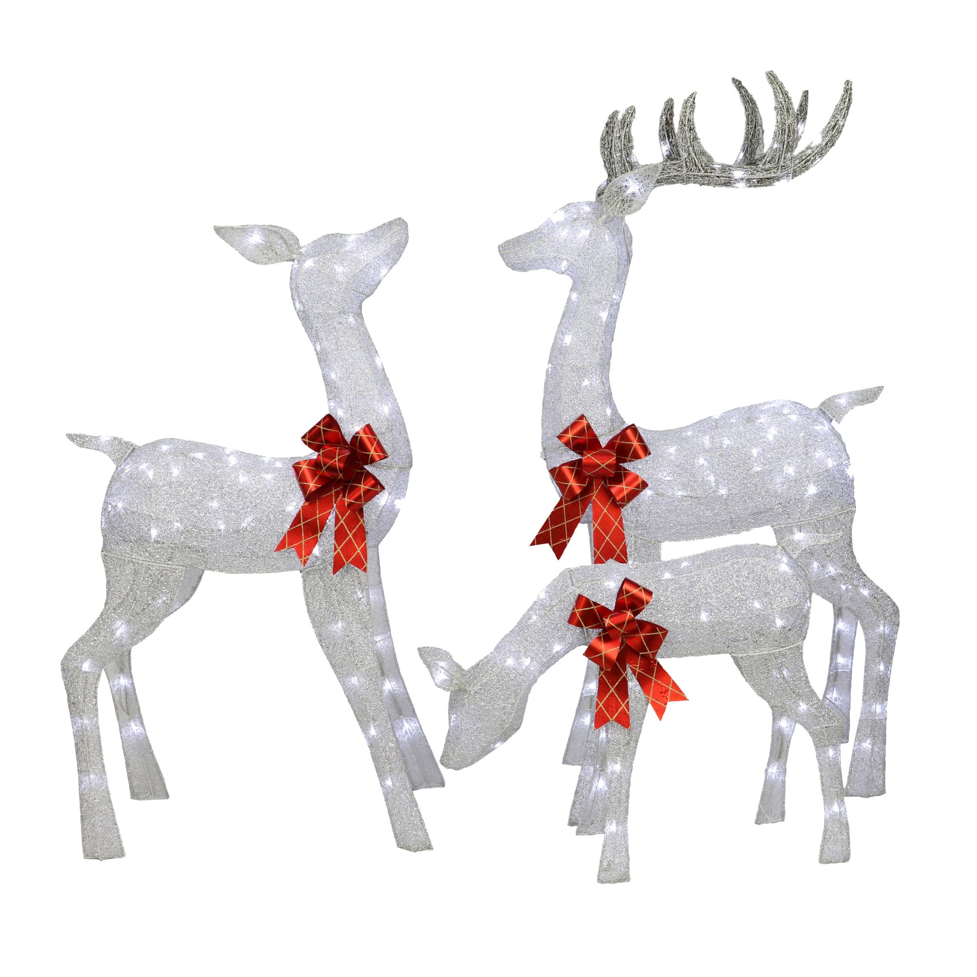 Puleo International 3-Pc. Outdoor Christmas Lighted Deer Family Decor