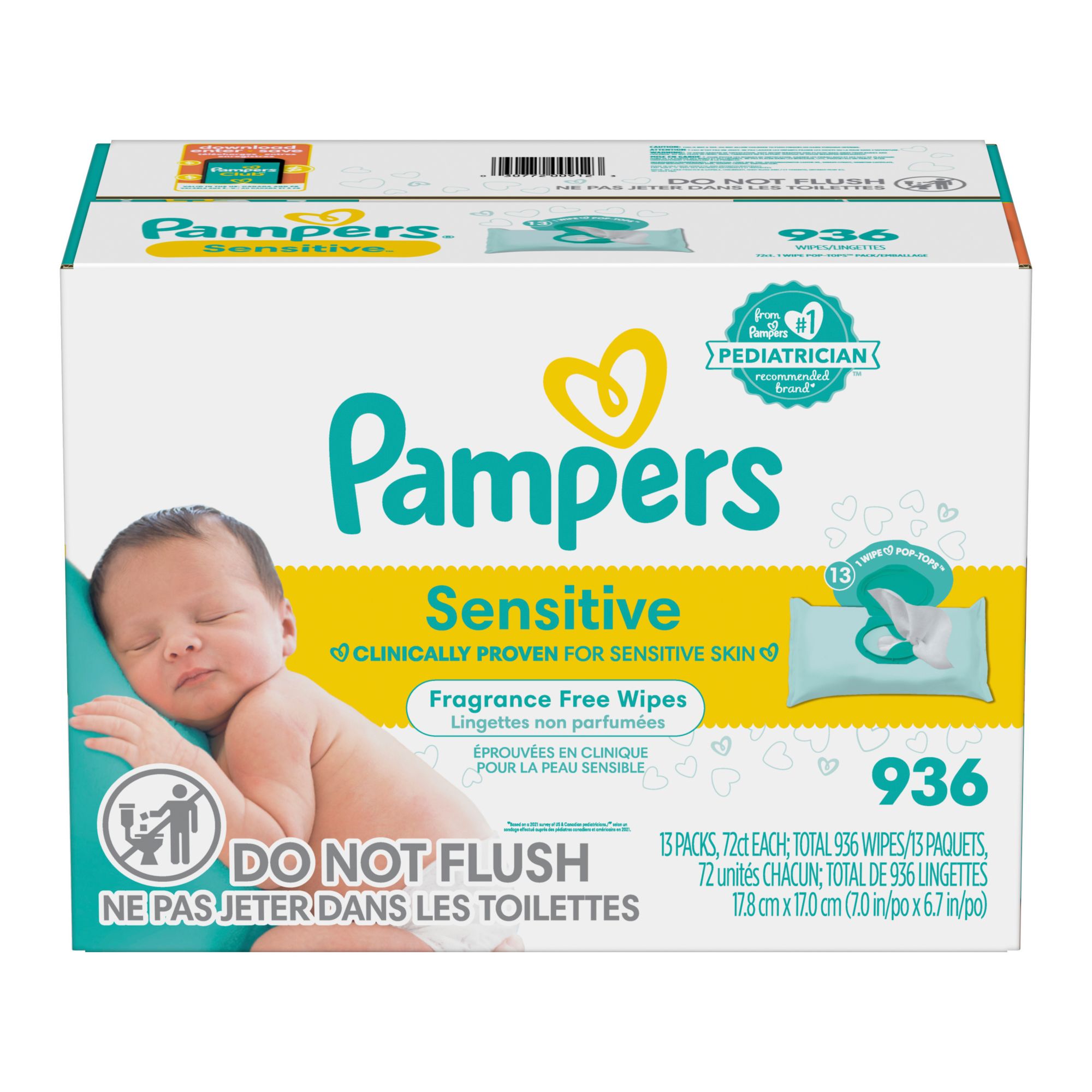 Pampers Aqua Pure Sensitive Baby Wipes Pop-Top