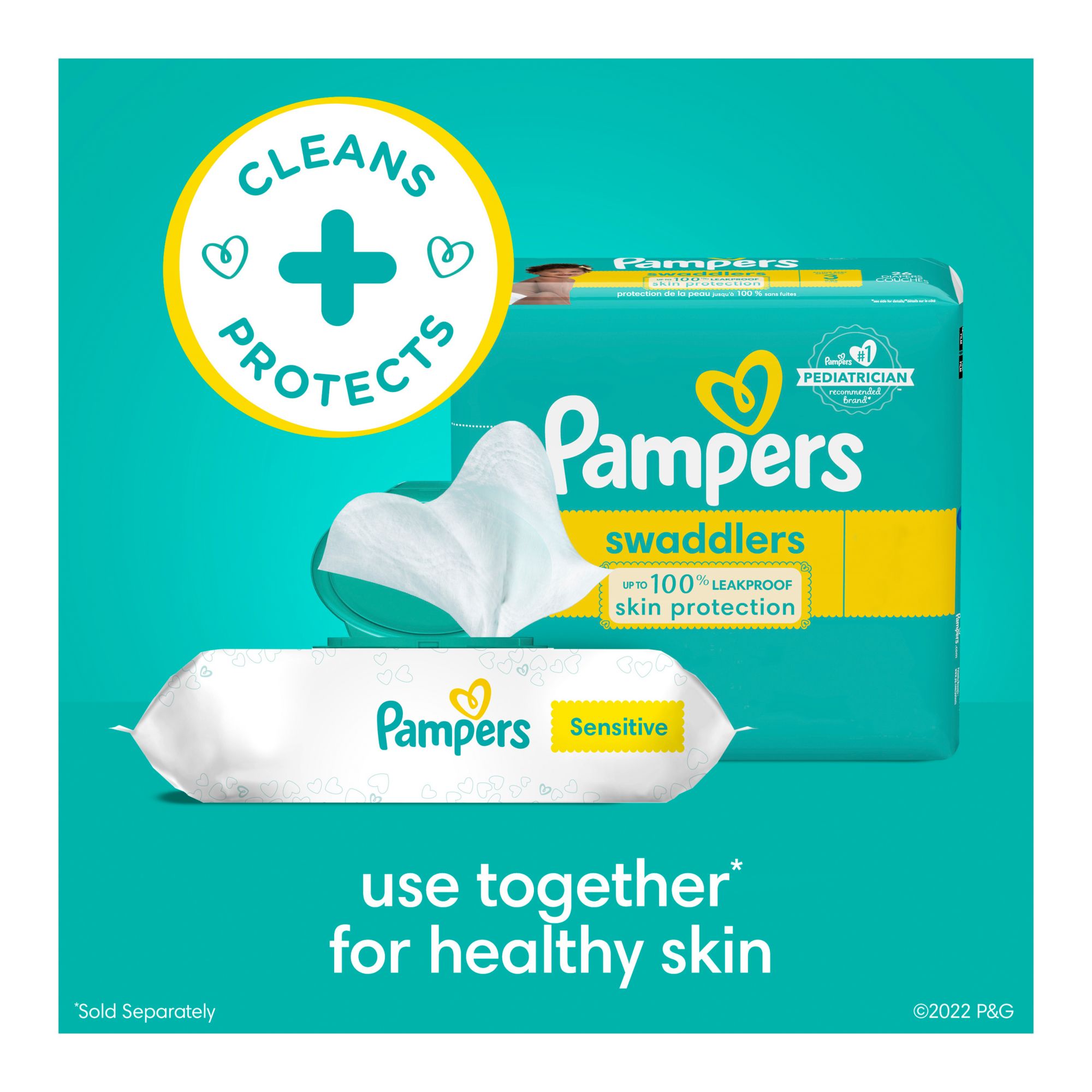 Pampers Aqua Pure Sensitive Baby Wipes Pop-Top, 13 pk.