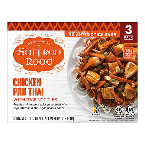 Saffron Road Gluten Free Chicken Pad Thai Frozen Dinner, 3 ct./10 oz.