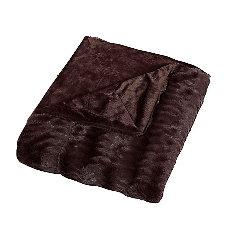 Swift Home Cozy and Soft Micro-Mink Embossed Faux Fur Throw Blanket