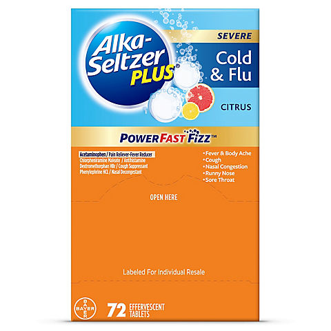 Alka-Seltzer Plus Severe Cold & Flu Effervescent Tablets, 72 ct.
