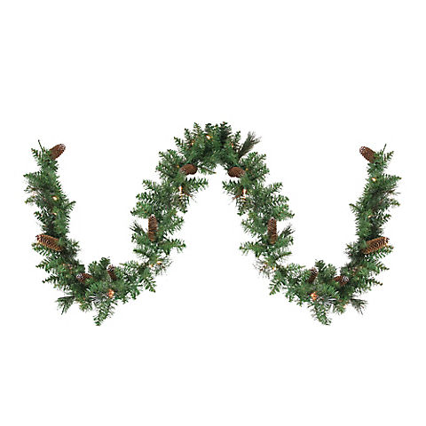 Northlight 9' x 10" Pre-Lit Yorkville Pine Artificial Christmas Garland - Clear Lights