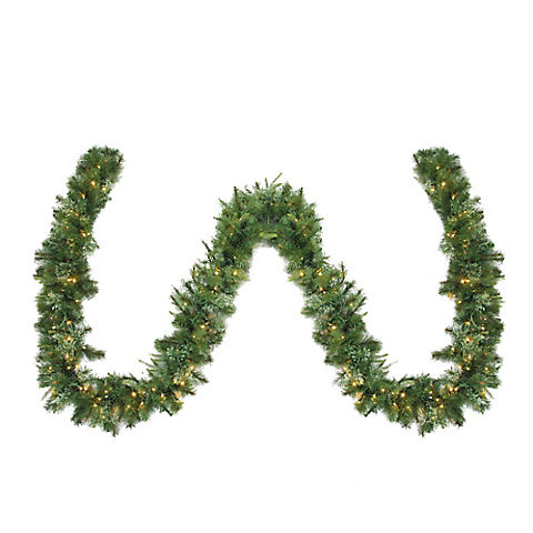 Northlight 50' x 14" Pre-Lit Ashcroft Cashmere Pine Artificial Christmas Garland- Warm White LED Lights