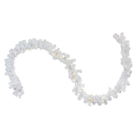 Northlight 9' x 10" Pre-Lit LED White Pine Artificial Christmas Garland - Clear Lights