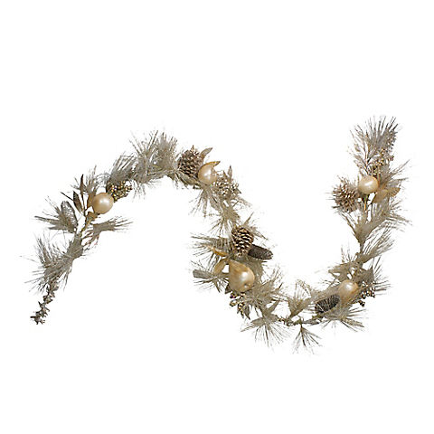 Northlight 6.5' x 9" Pomegranate and Apple Pine Needle Artificial Christmas Garland - Unlit