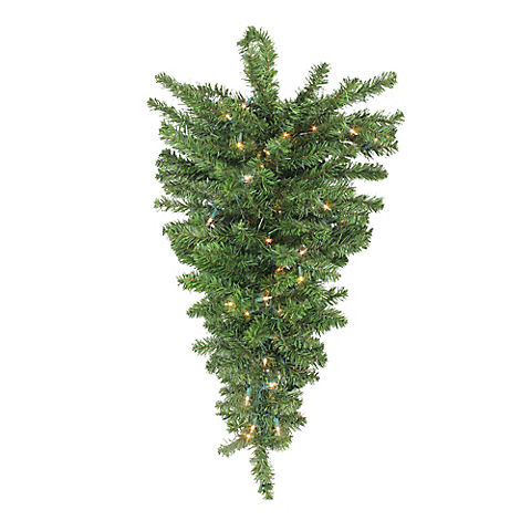 Northlight 30" Pre-Lit Canadian Pine Artificial Christmas Teardrop Door Swag - Clear Lights