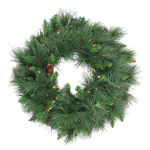 Northlight 24" Pre-Lit White Valley Pine Artificial Christmas Wreath - Clear Lights