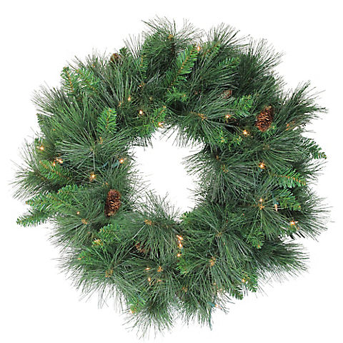 Northlight 24" Pre-Lit White Valley Pine Artificial Christmas Wreath - Clear Lights
