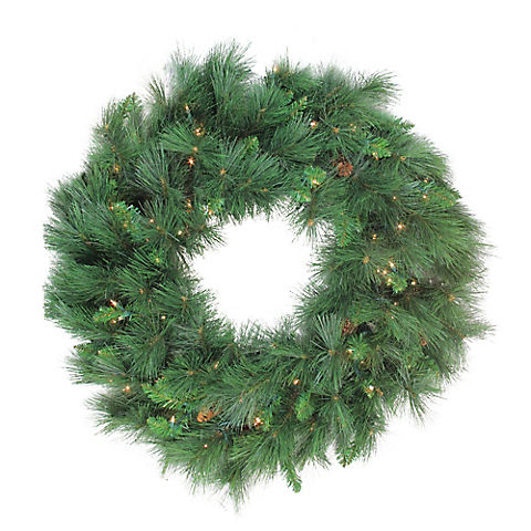 Northlight 36" Pre-Lit White Valley Pine Artificial Christmas Wreath - Clear Lights
