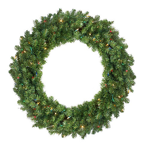 Northlight 36" Pre-Lit Canadian Pine Artificial Christmas Wreath - Multi Lights
