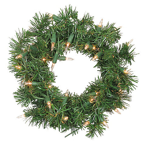 Northlight 10" Pre-Lit Deluxe Windsor Pine Artificial Christmas Wreath - Clear Lights