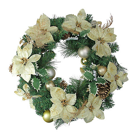 Northlight 24" White and Green Pine Cone Artificial Christmas Wreath - Unlit