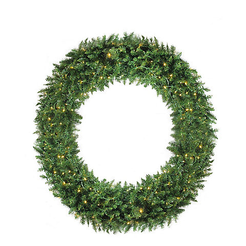 Northlight 72" Pre-Lit Buffalo Fir Commercial Artificial Christmas Wreath - White Lights