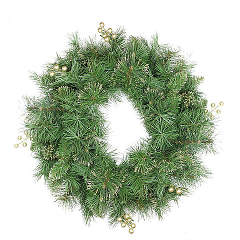 Northlight 24" Mixed Pine and Glittered Berry Artificial Christmas Wreath - Unlit