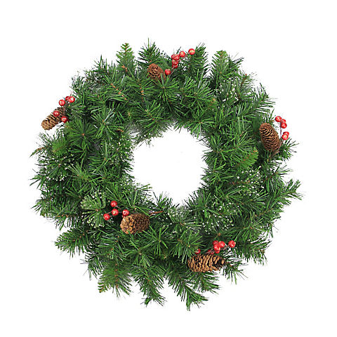 Northlight 24" Iced Mixed Pine and Berry with Pine Cone Artificial Christmas Wreath - Unlit