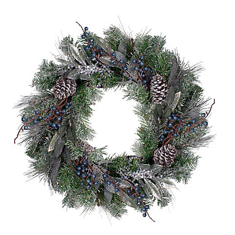 Northlight 24" Mixed Pine and Blueberries Artificial Christmas Wreath - Unlit
