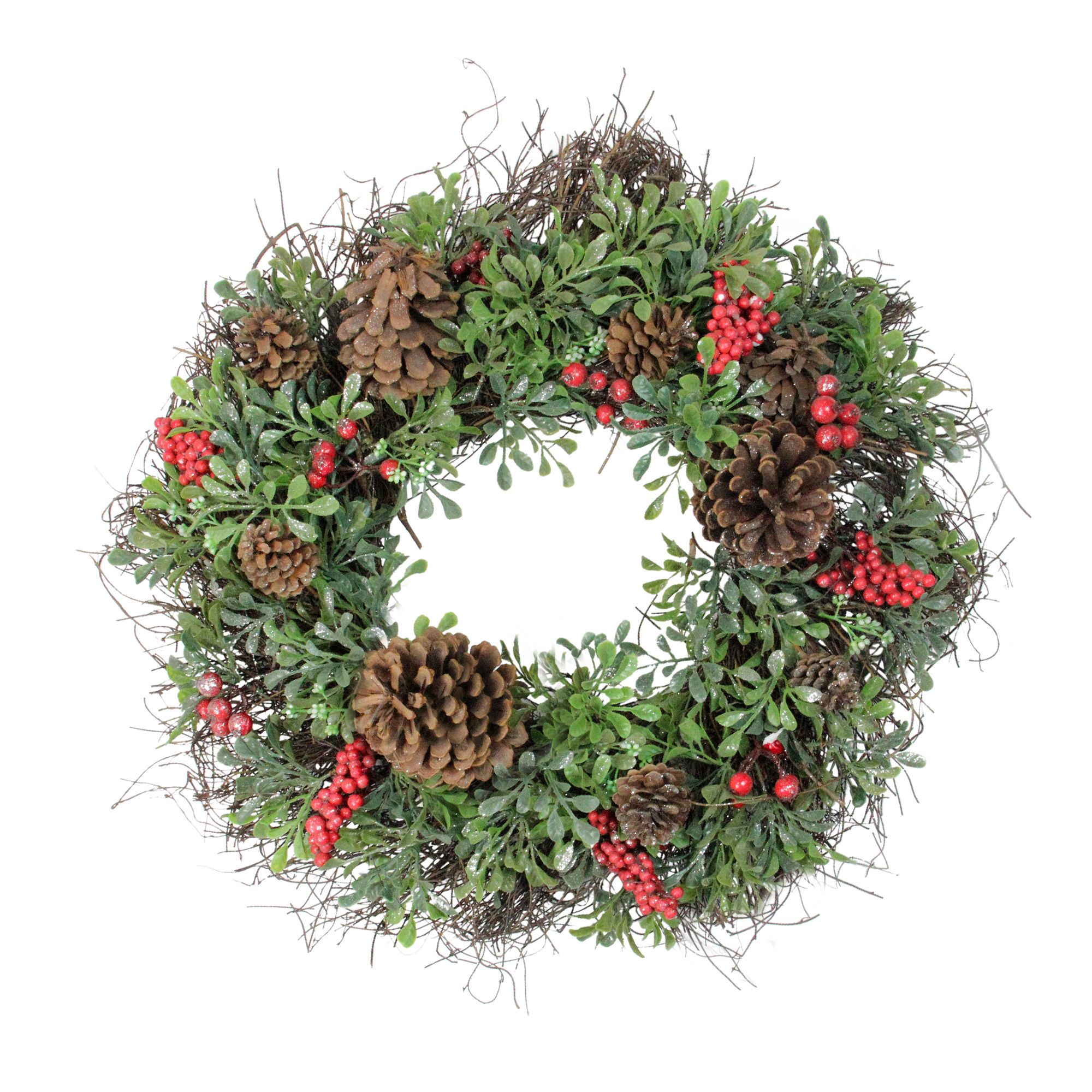 24 Red Berry Wreath Unlit