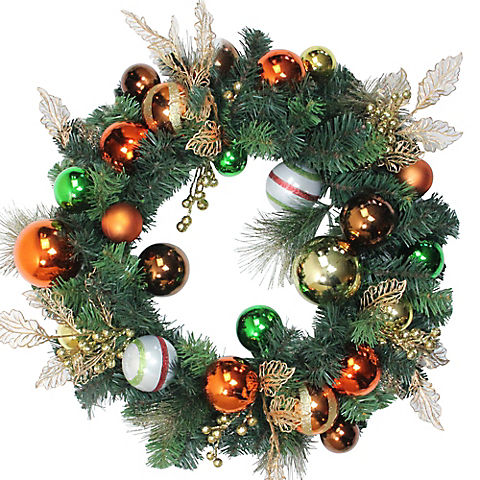 Northlight 24" Green Foliage with Ornaments Artificial Christmas Wreath - Unlit