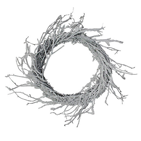 Northlight 24" Snow Flocked and Iridescent Glitter Twig Artificial Christmas Wreath - Unlit