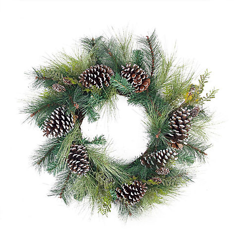 Northlight 28" Mixed Long Needle Pine and Pine Cone Artificial Christmas Wreath - Unlit