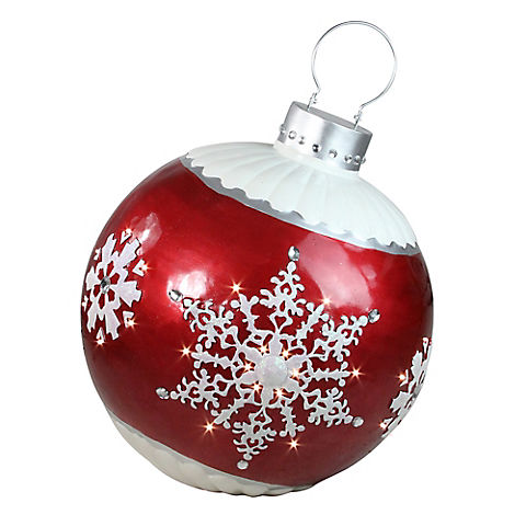 Northlight 26.5" LED Lighted Ball Christmas Ornament with Snowflake Outdoor Decoration - Red