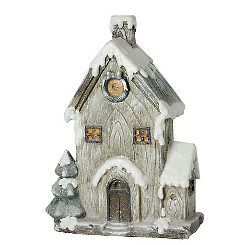 Northlight 19" LED Lighted Rustic House Christmas Decoration - Gray and Brown