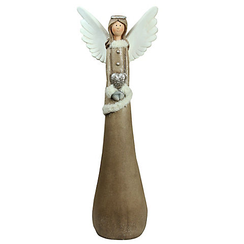 Northlight 24" Angel with Heart Christmas Tabletop Figurine - Brown and White