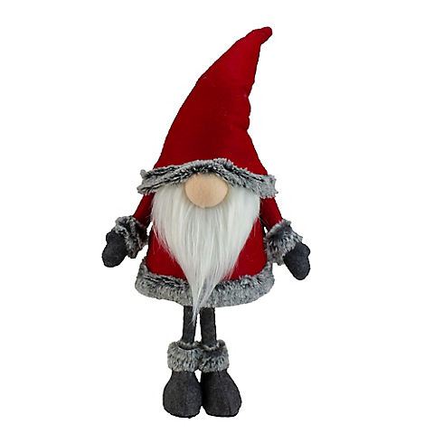 Northlight 19.5" Standing Santa Gnome with Faux Fur Trim - Red and Gray