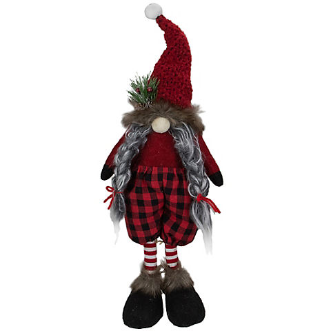 Northlight 17" Buffalo Plaid Girl Gnome Christmas Figure - Red and Black