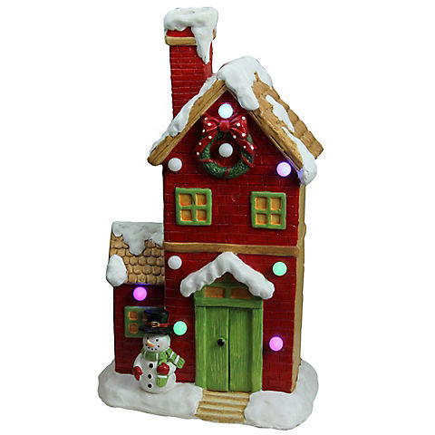 Northlight 21" Pre-Lit Led Snow Covered House Tabletop Decor - Red and White