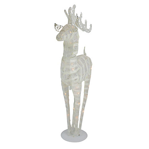 Northlight 36" Glitter LED Lighted Reindeer Christmas Tabletop Decor - White and Silver