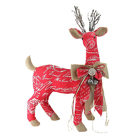 Northlight 24" Reindeer with Bow Christmas Decoration - Red and Brown