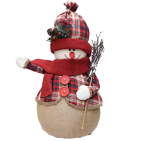 Northlight 22" Snowman with Broom Christmas Tabletop Figurine - Red and Brown