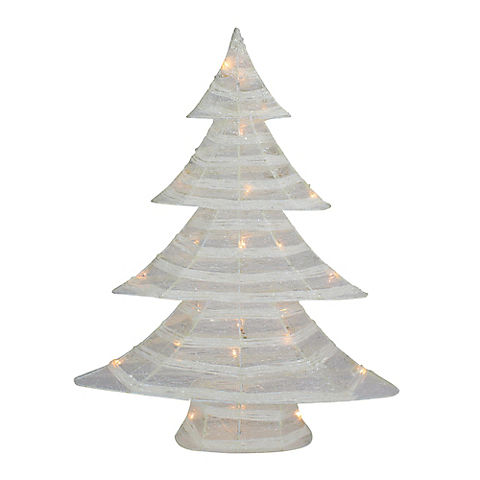 Northlight 24.5" Battery Operated Glittered LED Christmas Tree Tabletop Decor - White and Silver