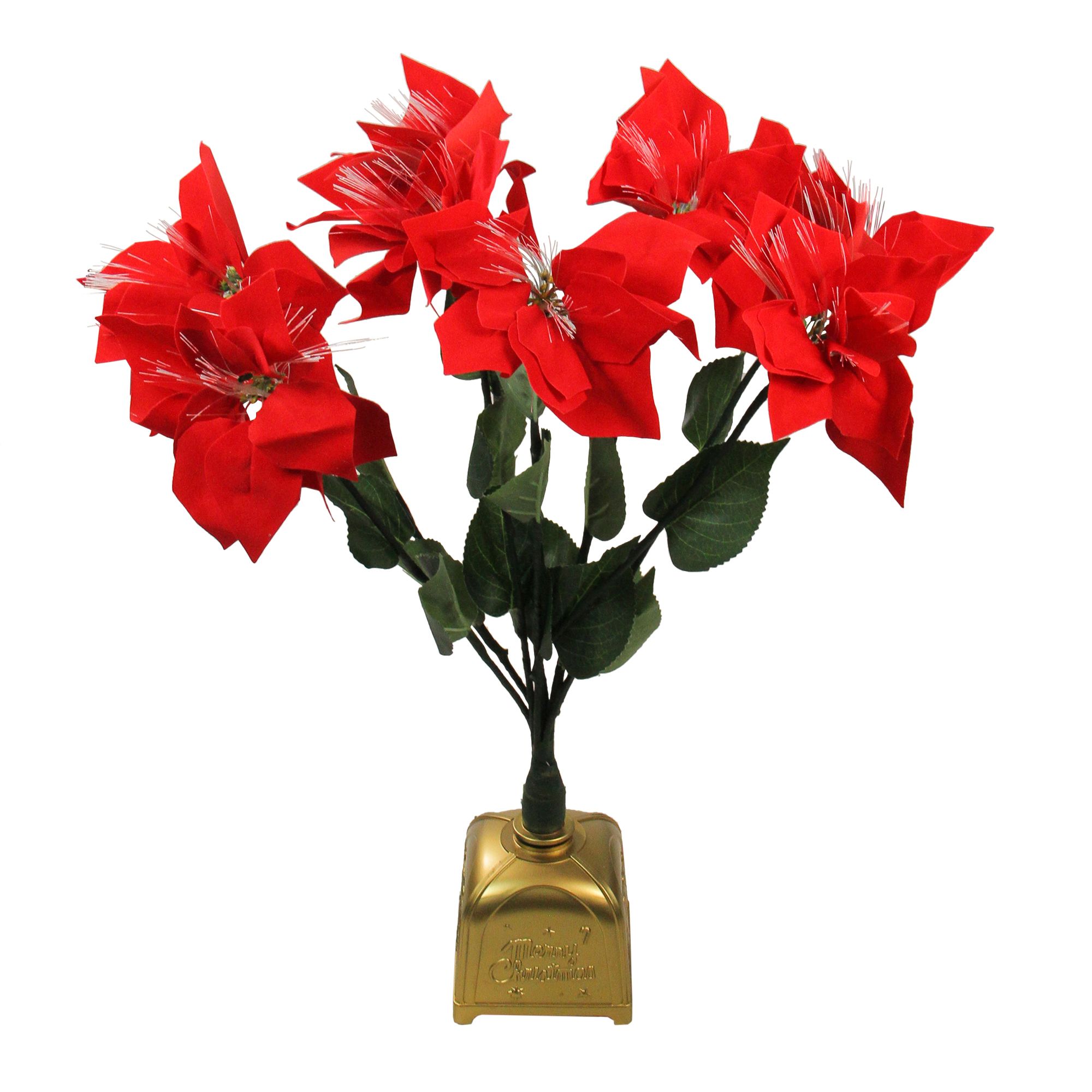 Northlight 20 Pre-Lit Fiber Optic Poinsettia Artificial Christmas Plant -  Red and Green