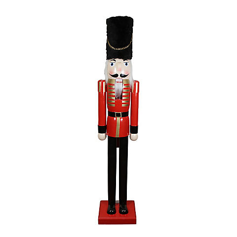 Northlight 5' Commercial Size Wooden Christmas Nutcracker Soldier - Red and Black