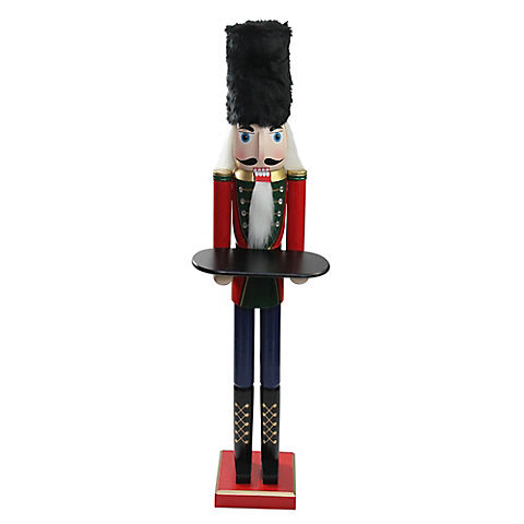 Northlight 48.25" Christmas Butler Nutcracker with Tray - Red and Black