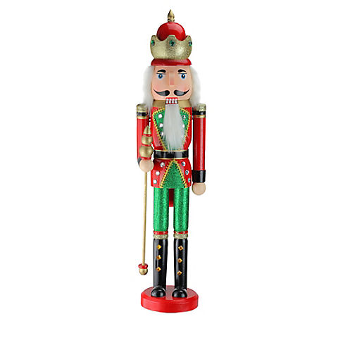Northlight 24" Wooden Christmas Nutcracker King with Scepter - Red and Green