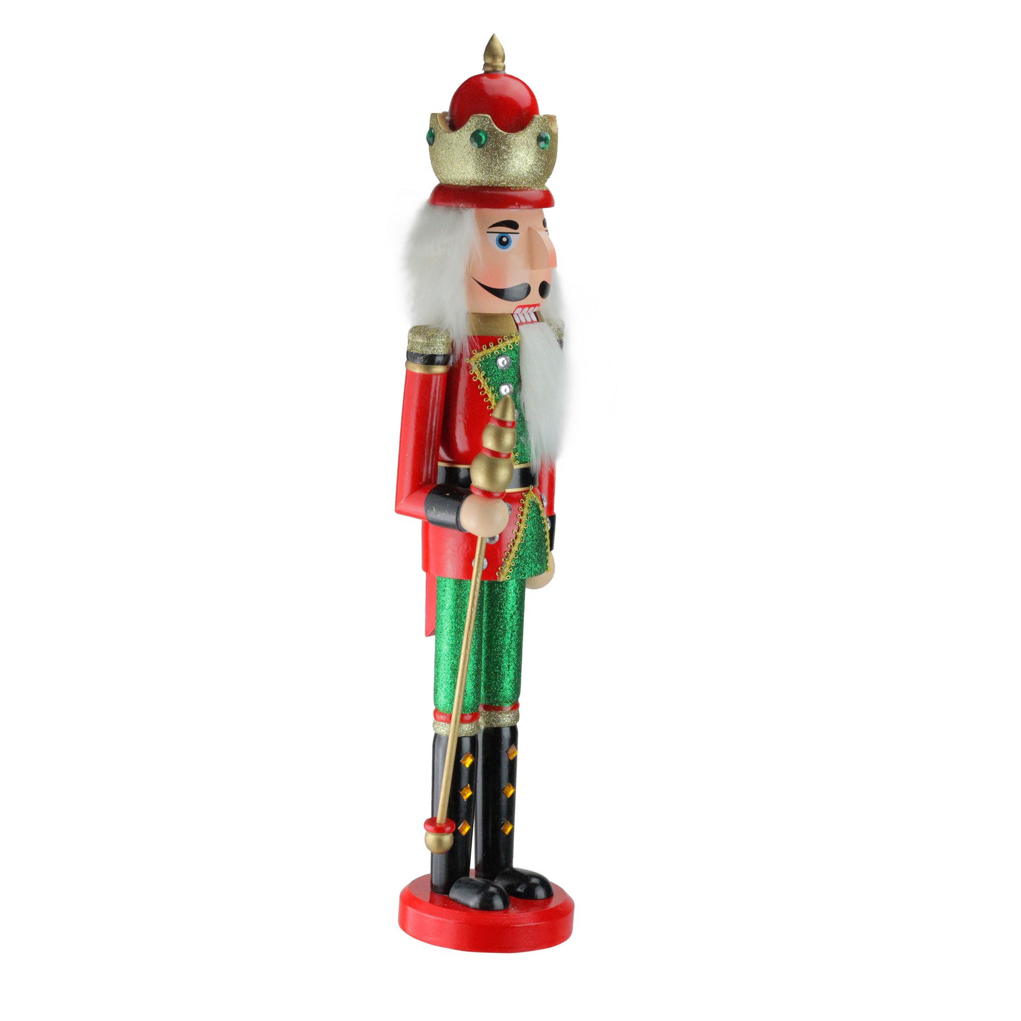 Northlight 24 Wooden Christmas Nutcracker King with Scepter - Red and Green