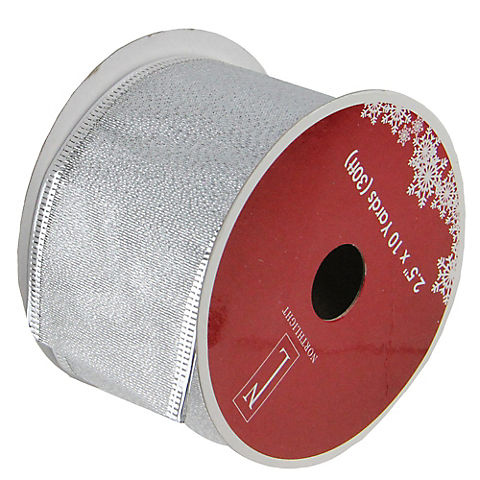 Northlight 2.5" x 120 Yards Shimmering  Wired Christmas Craft Ribbon Spools, 12 pk. - Silver